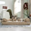 Show in main carousel: Frisco Heathered Woven Orthopedic Sofa Bolster Dog Bed w/Removable Cover, Tan, Large slide 1 of 9