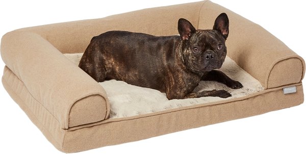 Show full view: Frisco Heathered Woven Orthopedic Sofa Bolster Dog Bed w/Removable Cover, Tan, Large slide 3 of 9