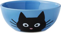 Frisco Cat Face Non-skid Ceramic Cat Bowl, Blue, 1 cup