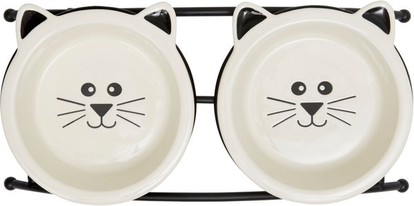 Show full view: Frisco Cat Face Non-skid Elevated Double Ceramic Cat Bowl, 0.5 cup slide 5 of 8