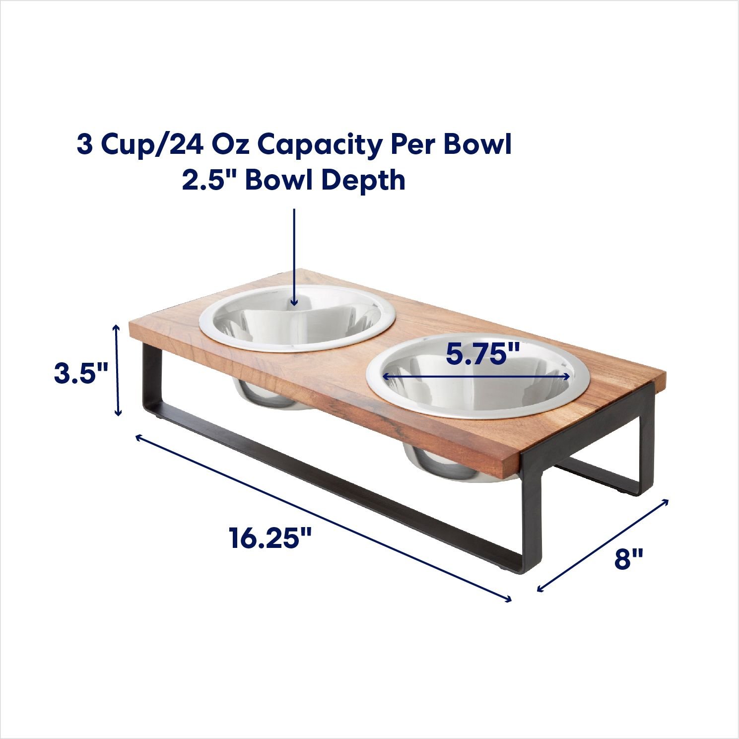 Frisco Wooden Elevated Dog & Cat Diner, 2-Cup