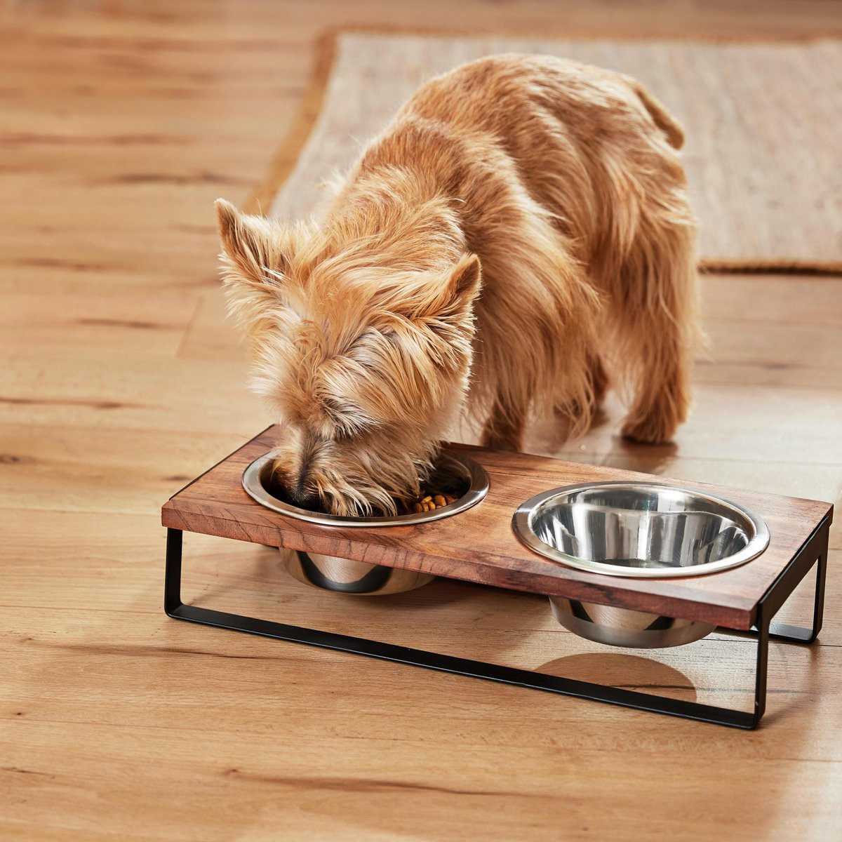 Frisco Wooden Elevated Dog & Cat Diner, 2-Cup