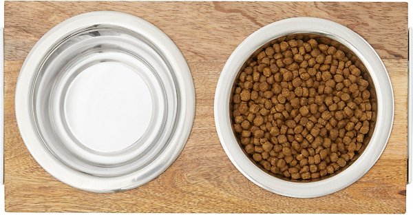 Show full view: Frisco Wooden Bars Dog & Cat Double Bowl Diner, White, Small: 2 cup slide 3 of 9