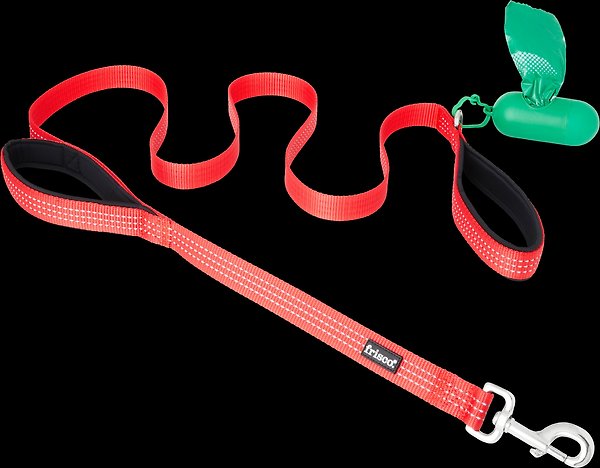 Show full view: Frisco Traffic Leash with Padded Handles & Poop Bag Dispenser, Width: 1-in, Length: 6-ft, Red slide 5 of 8