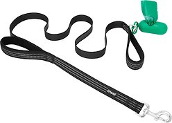 Frisco Traffic Leash with Padded Handles & Poop Bag Dispenser, Width: 1-in, Length: 6-ft, Black