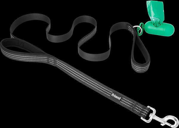 Show full view: Frisco Traffic Leash with Padded Handles & Poop Bag Dispenser, Width: 1-in, Length: 6-ft, Black slide 4 of 7