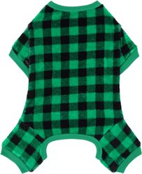 Frisco Dog & Cat Cozy Plush Fleece PJs, Green Plaid, XX-Large