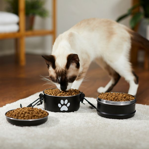 Show full view: Frisco Complete Travel Stainless Steel Dog & Cat Feeder Bowl, Black, Small slide 4 of 9