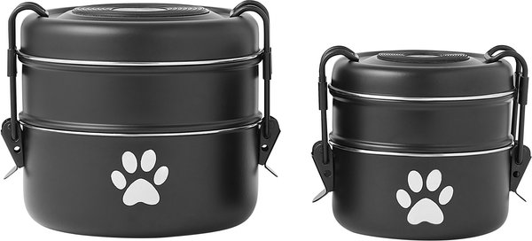 Show full view: Frisco Complete Travel Stainless Steel Dog & Cat Feeder Bowl, Black, Small slide 6 of 9