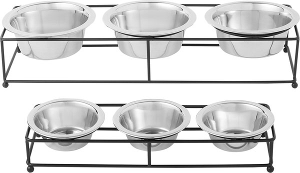 Show full view: Frisco Straight Triple Feeder Stainless Steel Dog & Cat Bowl, Small: 1 cup slide 6 of 10