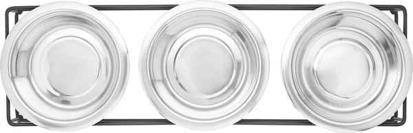 Show full view: Frisco Straight Triple Feeder Stainless Steel Dog & Cat Bowl, Medium: 3 cup slide 4 of 9