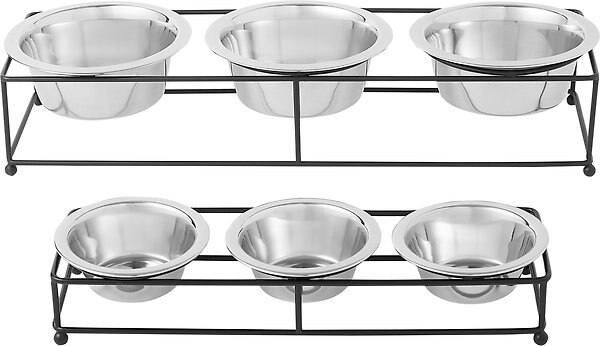 Show full view: Frisco Straight Triple Feeder Stainless Steel Dog & Cat Bowl, Medium: 3 cup slide 5 of 9