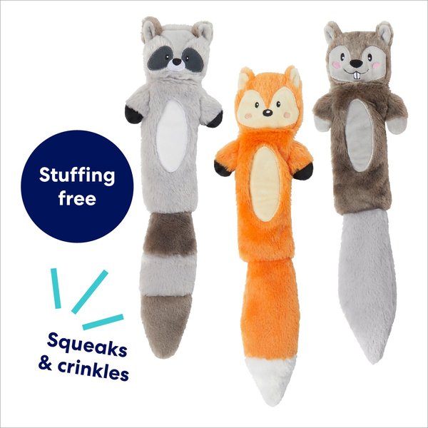 Show full view: Frisco Forest Friends Stuffing-Free Skinny Plush Squeaky Dog Toy, Small to Large slide 3 of 8