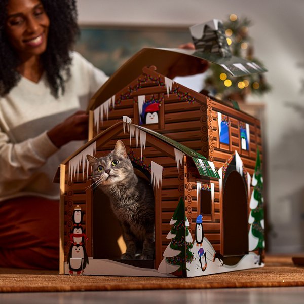 Show full view: Frisco Holiday Log Cabin Cardboard Cat House slide 4 of 7