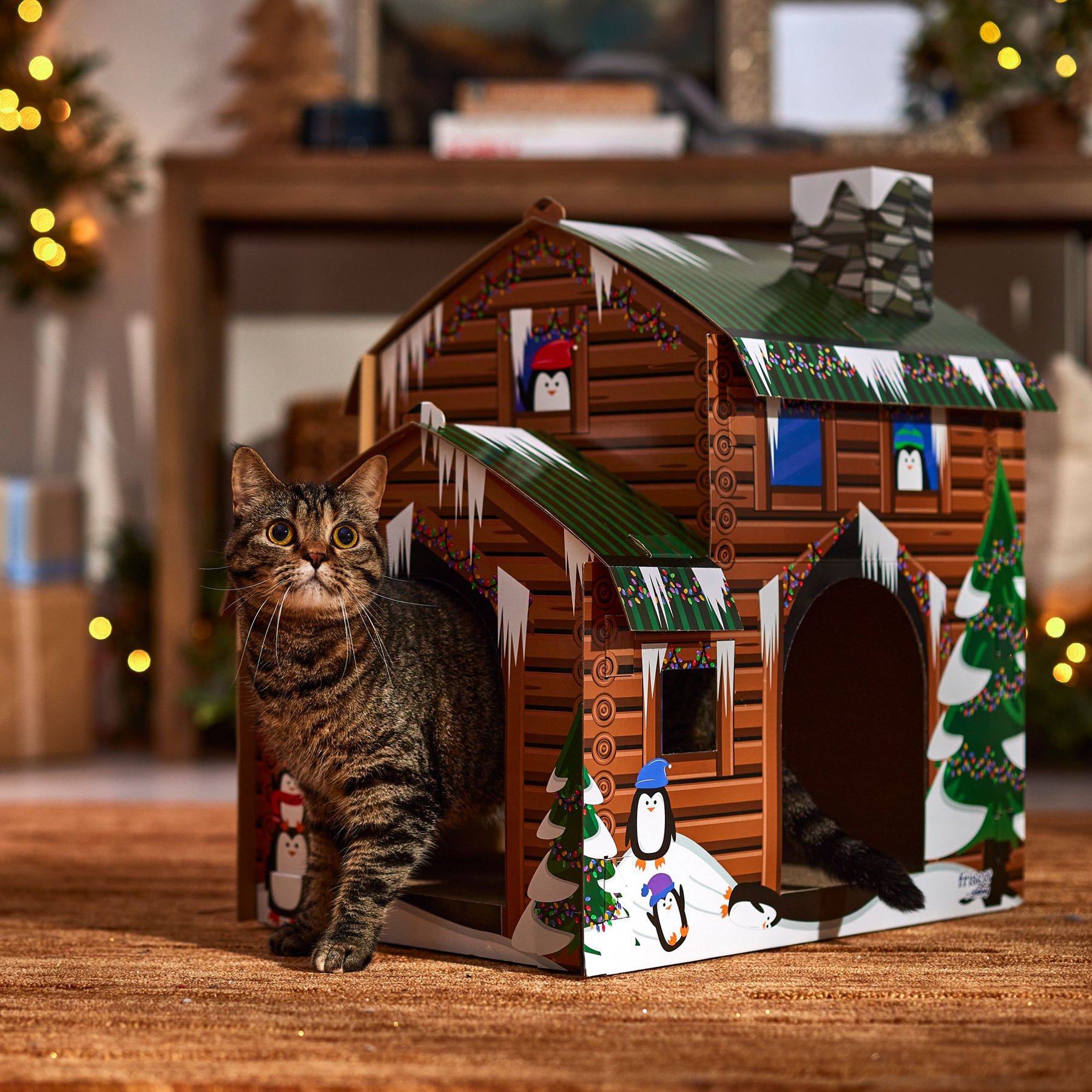 FRISCO Holiday Log Cabin Cardboard Cat House | Chewy Canada