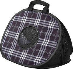Frisco Collapsible Cat Carrier Bag, Black Plaid