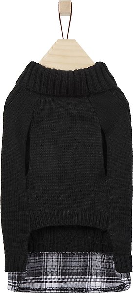 Show full view: Frisco Plaid Cable Knit Dog & Cat Sweater, XX-Large, Black slide 4 of 8