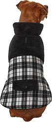 Frisco Mediumweight Plaid Faux Fur Dog & Cat Jacket, Gray, Large