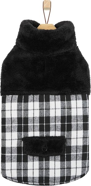 Show full view: Frisco Mediumweight Plaid Faux Fur Dog & Cat Jacket, Gray, Large slide 3 of 8