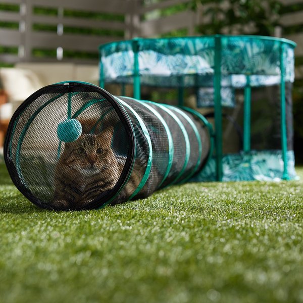 Show full view: Frisco Mesh Outdoor Pop-up Cat Round Playpen & Tunnel, Leaf, 36-in L x 24-in H slide 7 of 9