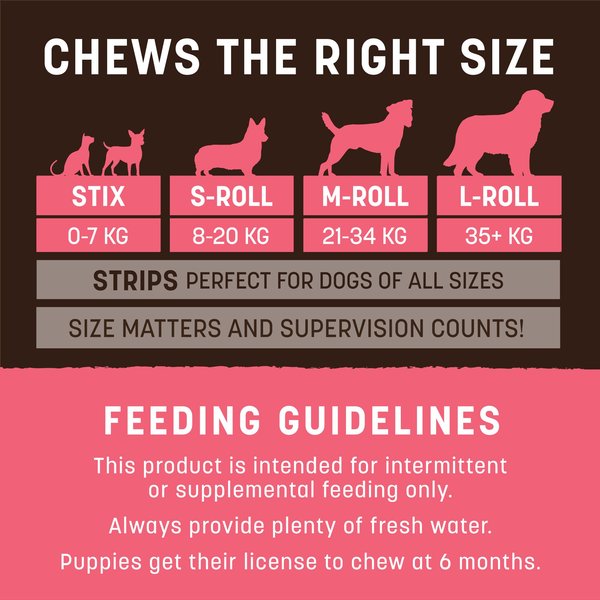Show full view: Earth Animal No-Hide Small Rolls Long Lasting Natural Rawhide Alternative Salmon Recipe Chew Dog Treats, 2 count slide 5 of 9