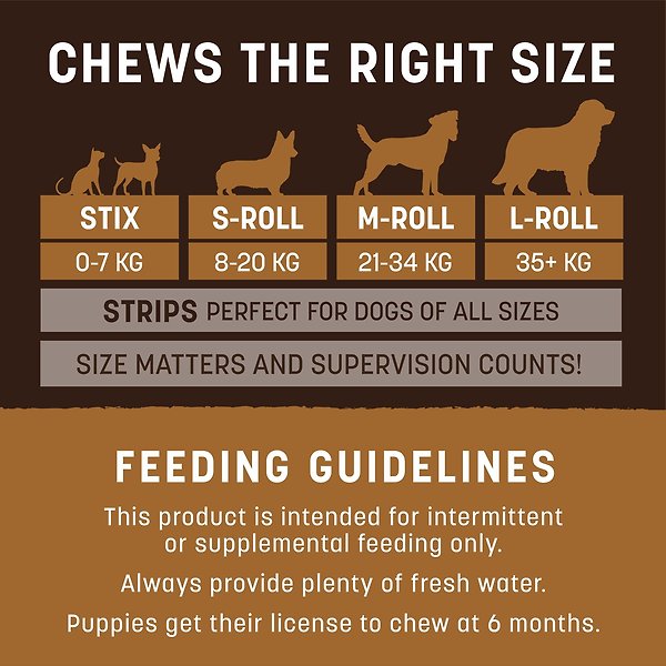 Show full view: Earth Animal No-Hide Small Rolls Long Lasting Natural Rawhide Alternative Venison Recipe Chew Dog Treats, 2 count slide 5 of 10