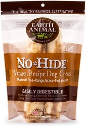 Earth Animal No-Hide Medium Rolls Long Lasting Natural Rawhide Alternative Venison Recipe Chew Dog Treats, 2 count
