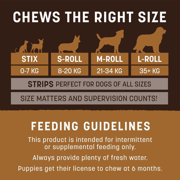Show full view: Earth Animal No-Hide Medium Rolls Long Lasting Natural Rawhide Alternative Venison Recipe Chew Dog Treats, 2 count slide 5 of 10