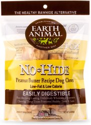 Earth Animal No-Hide Small Rolls Long Lasting Natural Rawhide Alternative Peanut Butter Vegetarian Recipe Chew Dog Treats, 2 count