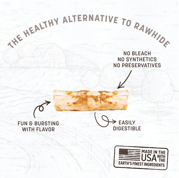 Show full view: Earth Animal No-Hide Small Rolls Long Lasting Natural Rawhide Alternative Peanut Butter Vegetarian Recipe Chew Dog Treats, 2 count slide 3 of 10