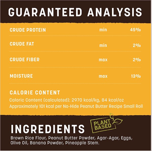 Show full view: Earth Animal No-Hide Small Rolls Long Lasting Natural Rawhide Alternative Peanut Butter Vegetarian Recipe Chew Dog Treats, 2 count slide 7 of 10