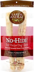 Earth Animal No-Hide Large Rolls Long Lasting Natural Rawhide Alternative Beef Recipe Chew Dog Treats, 2 count
