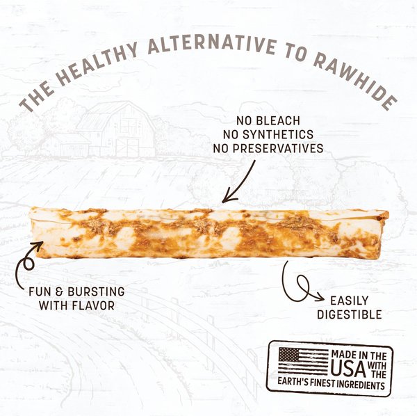 Show full view: Earth Animal No-Hide Large Rolls Long Lasting Natural Rawhide Alternative Salmon Recipe Chew Dog Treats, 2 count slide 3 of 10