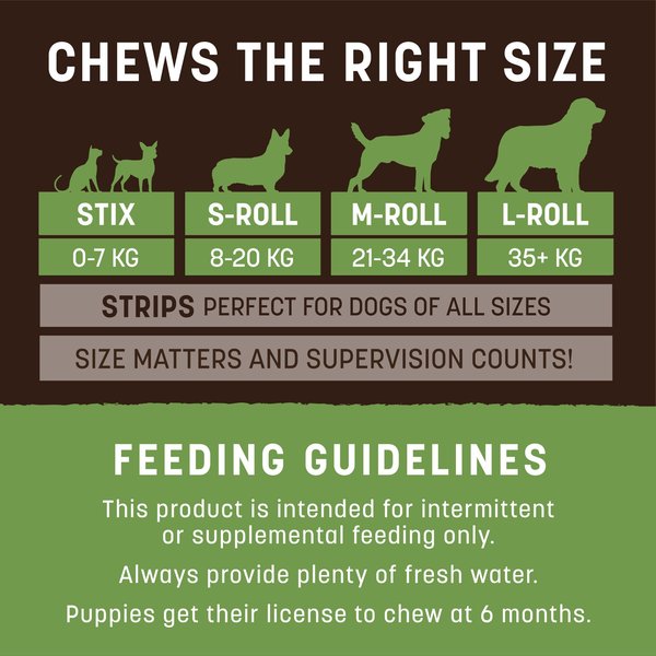 Show full view: Earth Animal No-Hide Large Rolls Long Lasting Natural Rawhide Alternative Pork Recipe Chew Dog Treats, 2 count slide 5 of 9