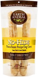 Earth Animal No-Hide Large Rolls Long Lasting Natural Rawhide Alternative Peanut Butter Vegetarian Recipe Chew Dog Treats, 2 count