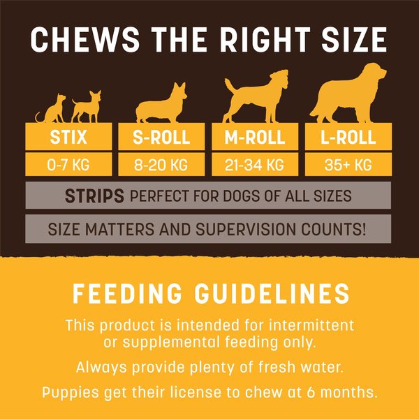 Show full view: Earth Animal No-Hide Strips Thin Natural Rawhide Alternative Peanut Butter Vegetarian Recipe Chew Dog Treats, 4 count slide 8 of 9