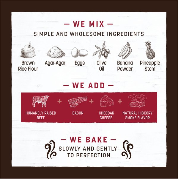 Show full view: Earth Animal No-Hide Strips Natural Rawhide Alternative Barbeque Bacon Cheeseburger Recipe Chew Dog Treats, 4 count slide 7 of 9