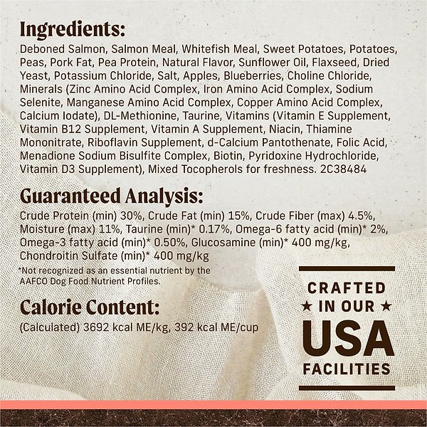 Show full view: Merrick Grain-Free Chicken-Free Real Salmon & Sweet Potato Recipe Dry Dog Food, 9.98-kg bag slide 9 of 10