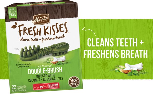 Show full view: Merrick Fresh Kisses Infused with Coconut Oil & Botanicals Medium Dental Dog Treats, 10 count slide 3 of 10