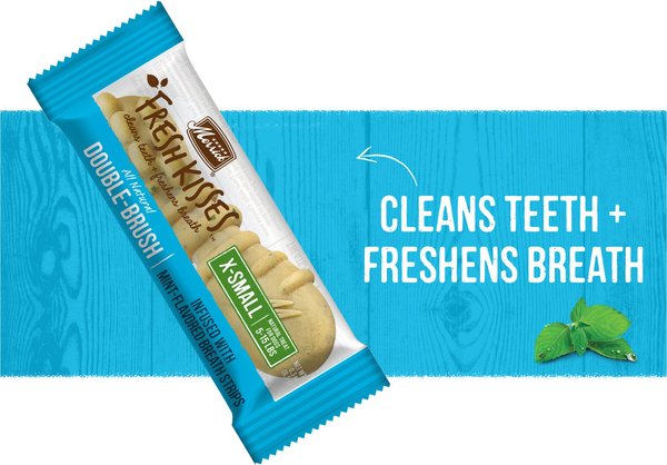 Show full view: Merrick Fresh Kisses Double-Brush Mint Breath Strip Infused X-Small Dental Dog Treats, 20 count slide 3 of 10