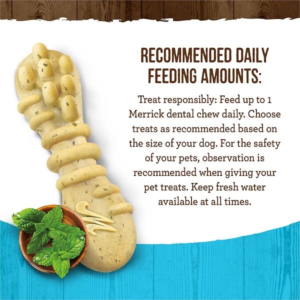 Show full view: Merrick Fresh Kisses Double-Brush Mint Breath Strip Infused X-Small Dental Dog Treats, 20 count slide 8 of 10