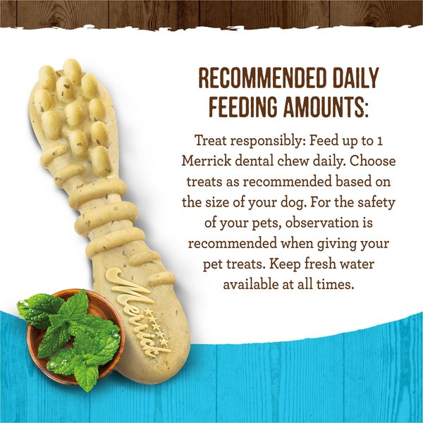 Show full view: Merrick Fresh Kisses Double-Brush Mint Breath Strip Infused Small Dental Dog Treats, 15 count slide 8 of 10