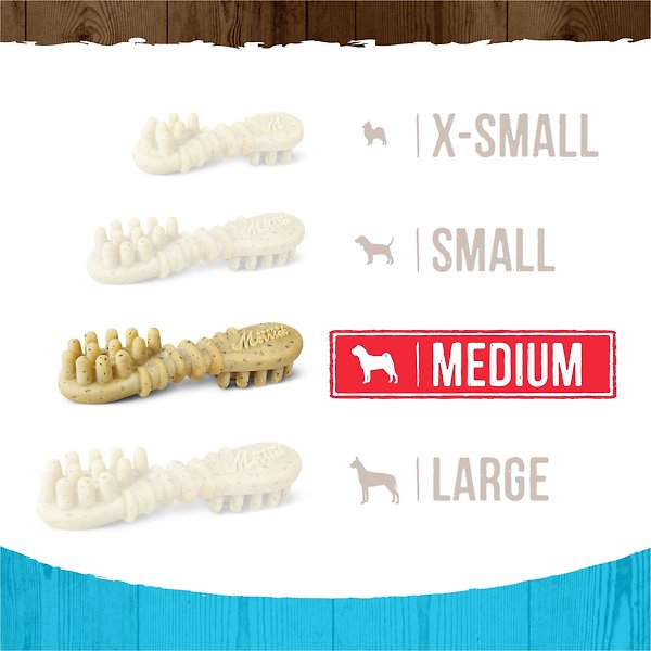 Show full view: Merrick Fresh Kisses Double-Brush Mint Breath Strip Infused Medium Dental Dog Treats, 22 count slide 6 of 10