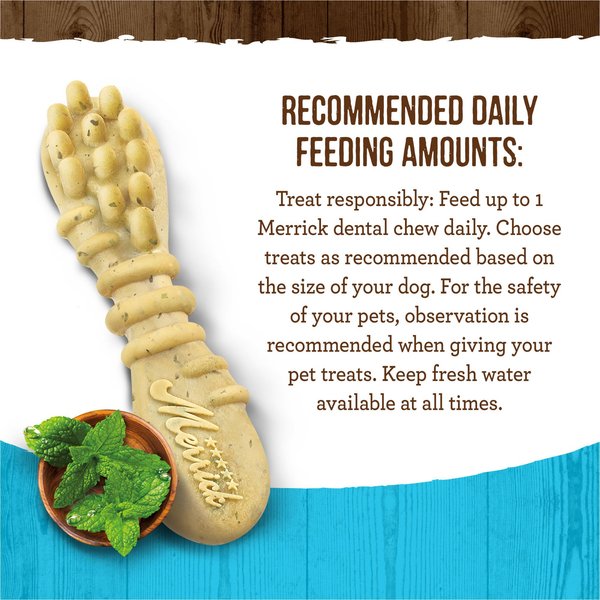 Show full view: Merrick Fresh Kisses Double-Brush Mint Breath Strip Infused Medium Dental Dog Treats, 22 count slide 8 of 10