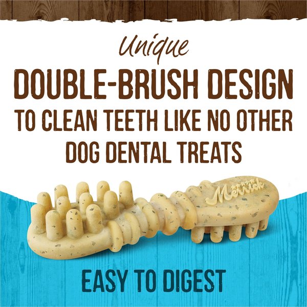 Show full view: Merrick Fresh Kisses Double-Brush Mint Breath Strip Infused Large Dental Dog Treats, 16 count slide 4 of 10