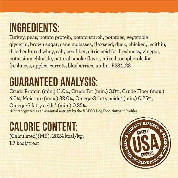 Show full view: Merrick Lil' Plates Teensy Turducken Recipe Grain-Free Dog Treats, 142-g bag slide 9 of 11