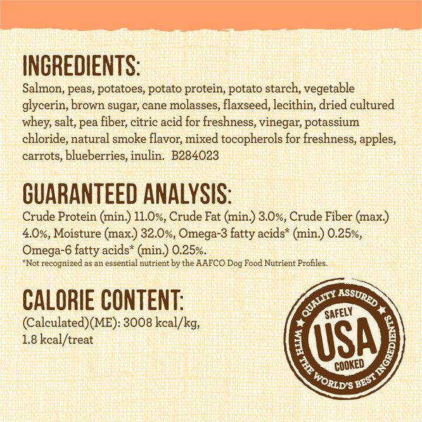 Show full view: Merrick Lil' Plates Small Salmon Recipe Grain-Free Dog Treats, 142-g bag slide 9 of 11