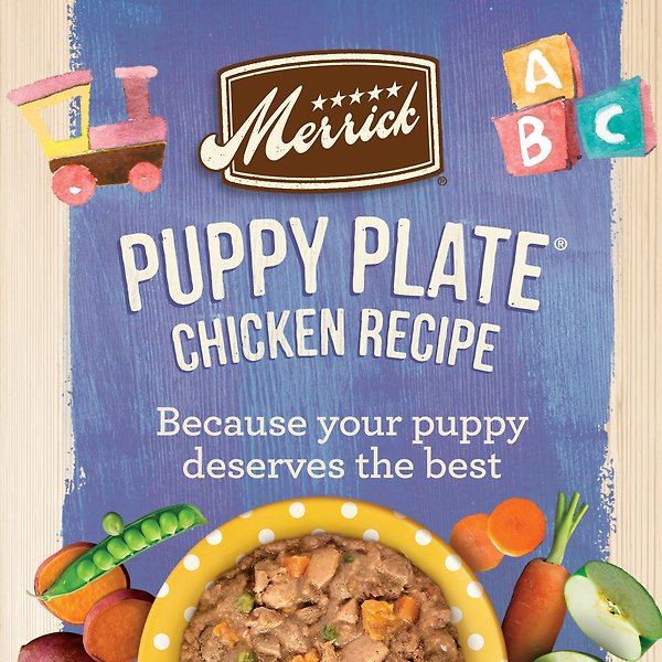 Show full view: Merrick Grain-Free Wet Puppy Food Puppy Plate Chicken Recipe, 360-g can, case of 12 slide 3 of 10