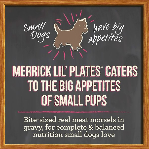 Show full view: Merrick Lil' Plates Grain-Free Small Breed Wet Dog Food Tiny Thanksgiving Day Dinner, 99-g tub, case of 12 slide 3 of 15