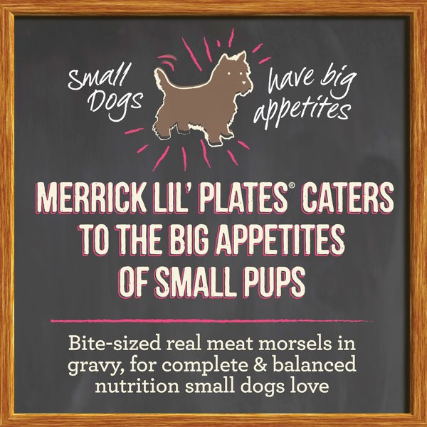 Show full view: Merrick Lil' Plates Grain-Free Small Breed Wet Dog Food Petite Pot Pie, 99-g tub, case of 12 slide 3 of 16